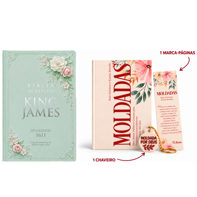 Kit Bíblia de Estudo King James 1611 | KJA 400 Anos | Full Collor | Capa Dura Verde Floral + Devocional Moldadas | 365 Dias com as Mulheres da Bíblia | Rute Salviano e Karina Bonello