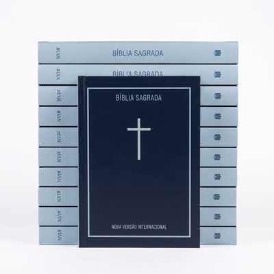 Kit Bíblia Sagrada Cruz Azul | NVI | Capa Brochura 10un