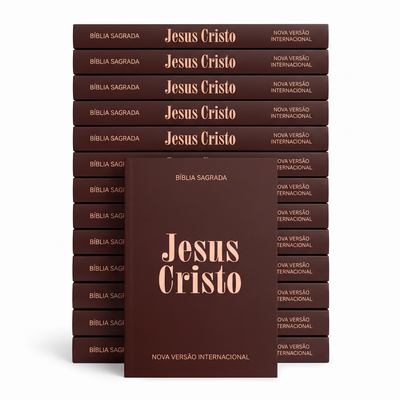 Kit Bíblia Sagrada Jesus Cristo | NVI | Capa Brochura Marrom 10un