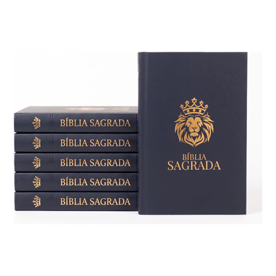 Kit Bíblia Sagrada Leão Coroado | NVI | Capa Brochura 5un