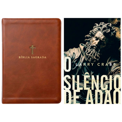 Kit Bíblia Sagrada | NVI | Leitura Perfeita | Couro Soft Marrom | Com Índice + O Silêncio de Adão | Larry Crabb
