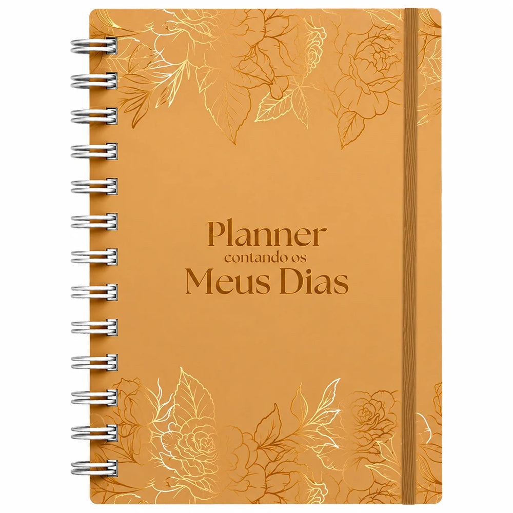Planner Contando os Meus Dias | Capa Dourada Floral