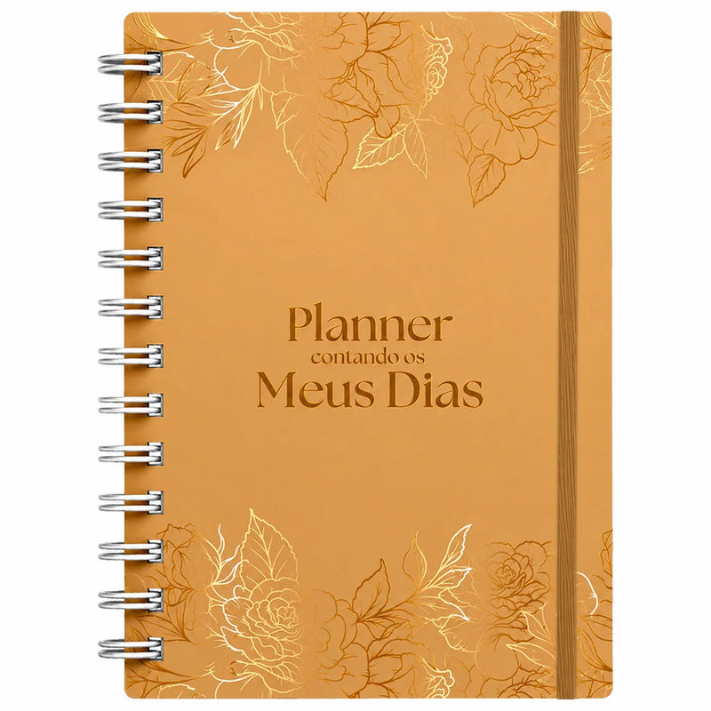 Planner Contando os Meus Dias | Capa Dourada Floral