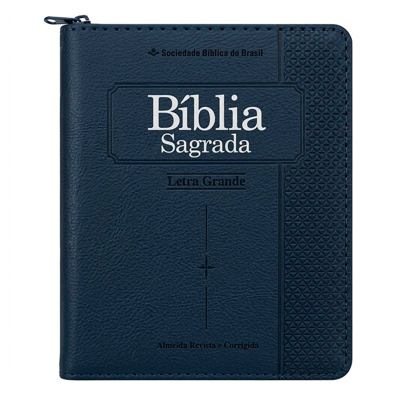 Bíblia Sagrada | ARC | Letra Grande | Capa Azul C/ Zíper e Índice