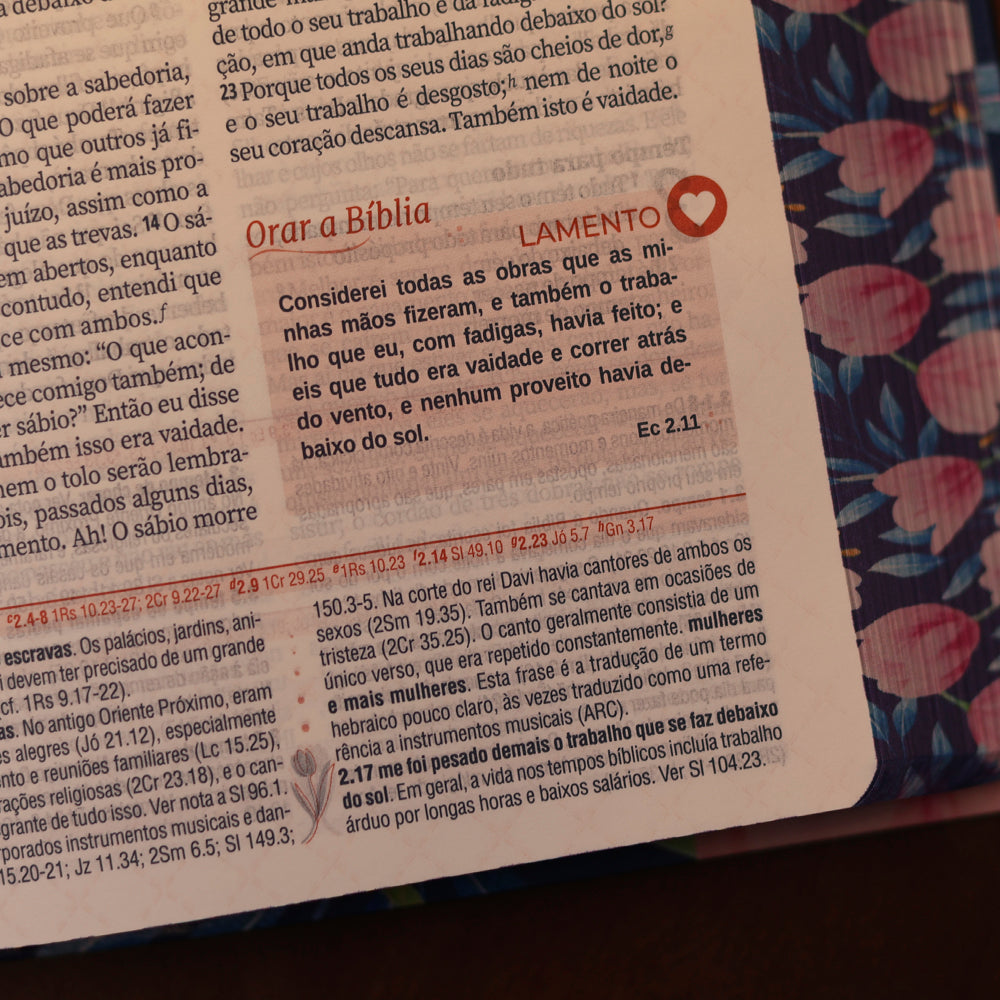 A Bíblia da Mulher | Portátil | NAA | Capa Azul Tulipa