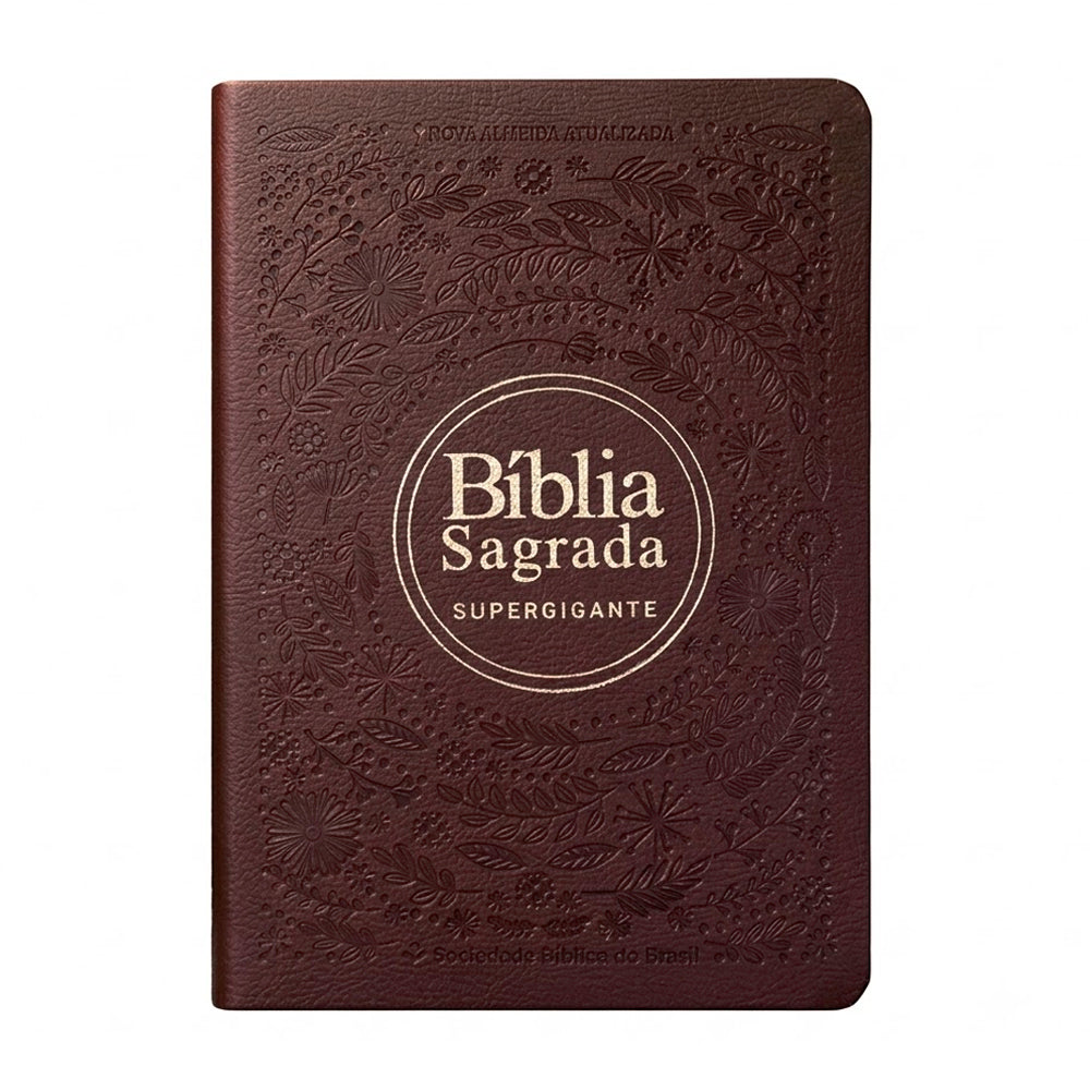 Bíblia Sagrada | Letra Supergigante | NAA | Capa Luxo Vinho Folha