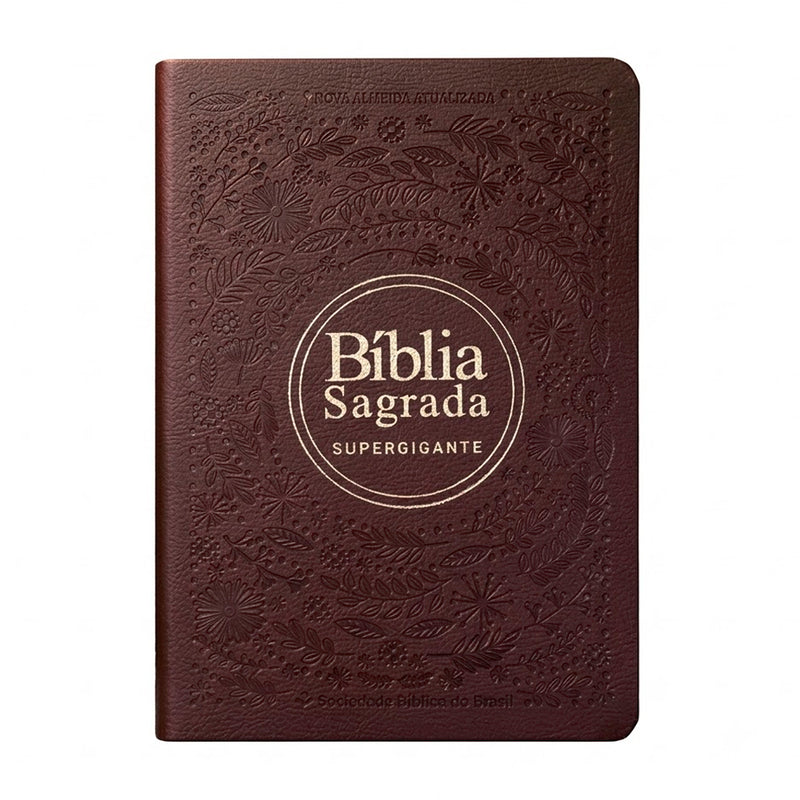 Bíblia Sagrada | Letra Supergigante | NAA | Capa Luxo Vinho Folha