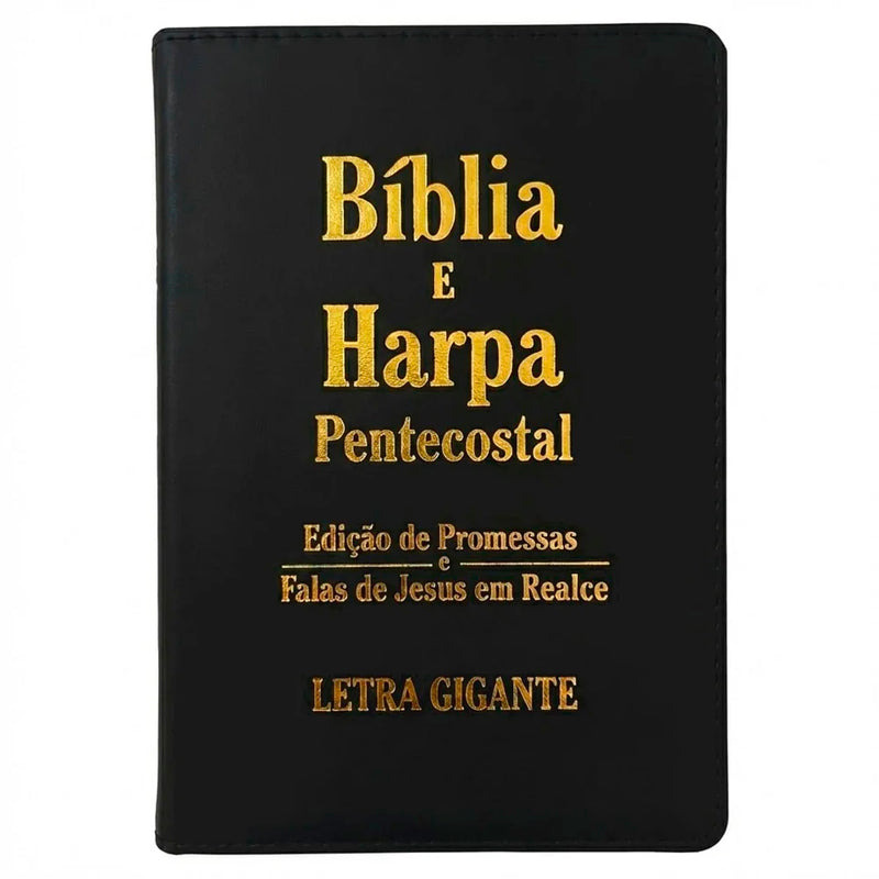 Bíblia e Harpa | ARC | Letra Gigante | Edição de Promessas | Capa Luxo Preta