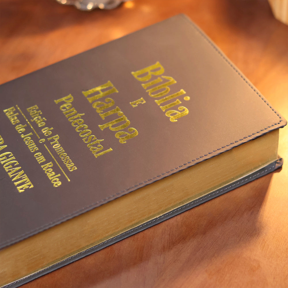 Bíblia e Harpa | ARC | Letra Gigante | Edição de Promessas | Capa Luxo Preta