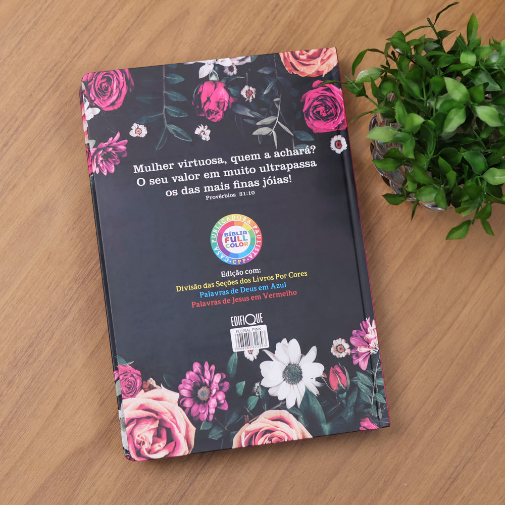 Bíblia de Estudo Floral Pink | KJA | Capa Dura