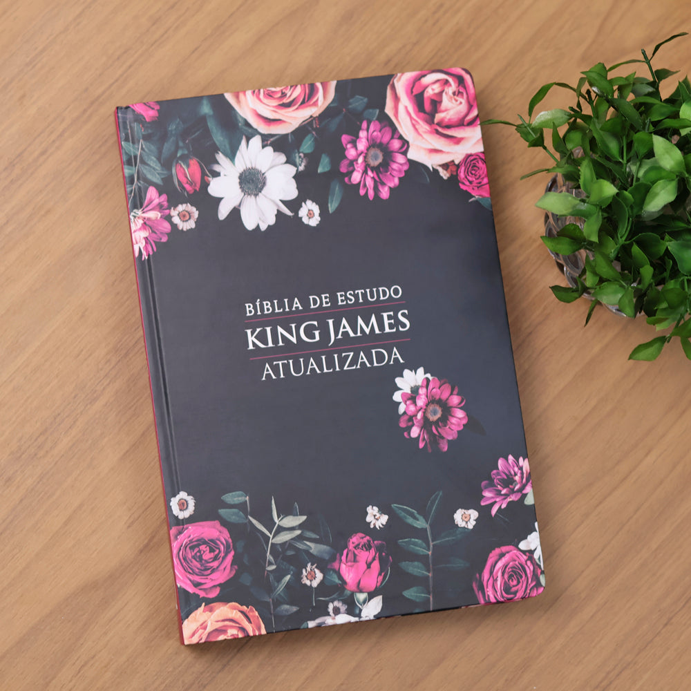 Bíblia de Estudo Floral Pink | KJA | Capa Dura