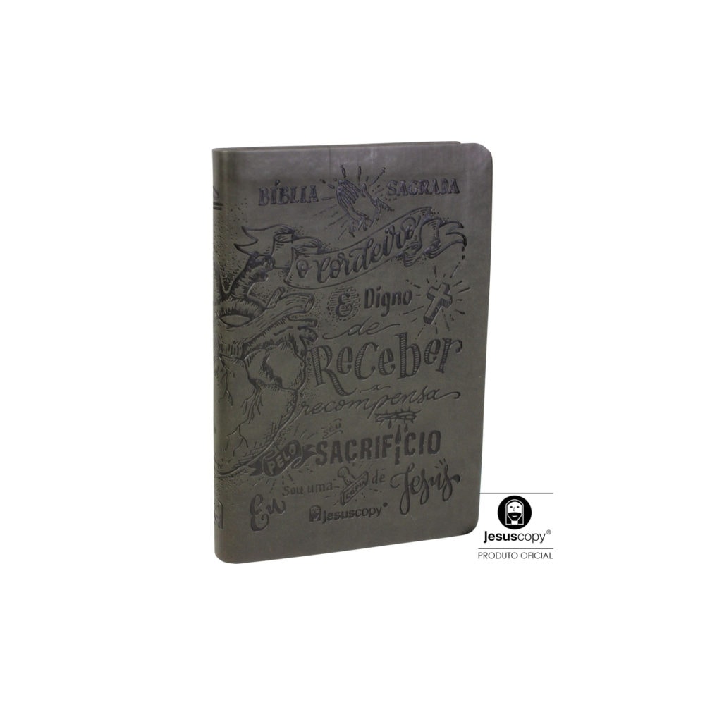 Bíblia Lettering Jesus Copy | NAA | Capa Flexível | Luxo Chumbo