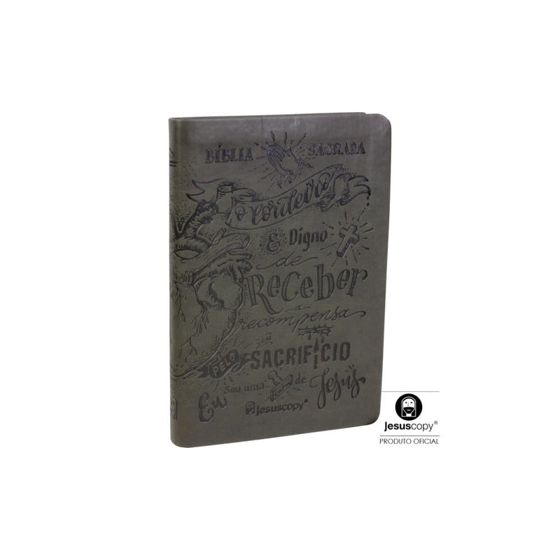 Bíblia Lettering Jesus Copy | NAA | Capa Flexível | Luxo Chumbo