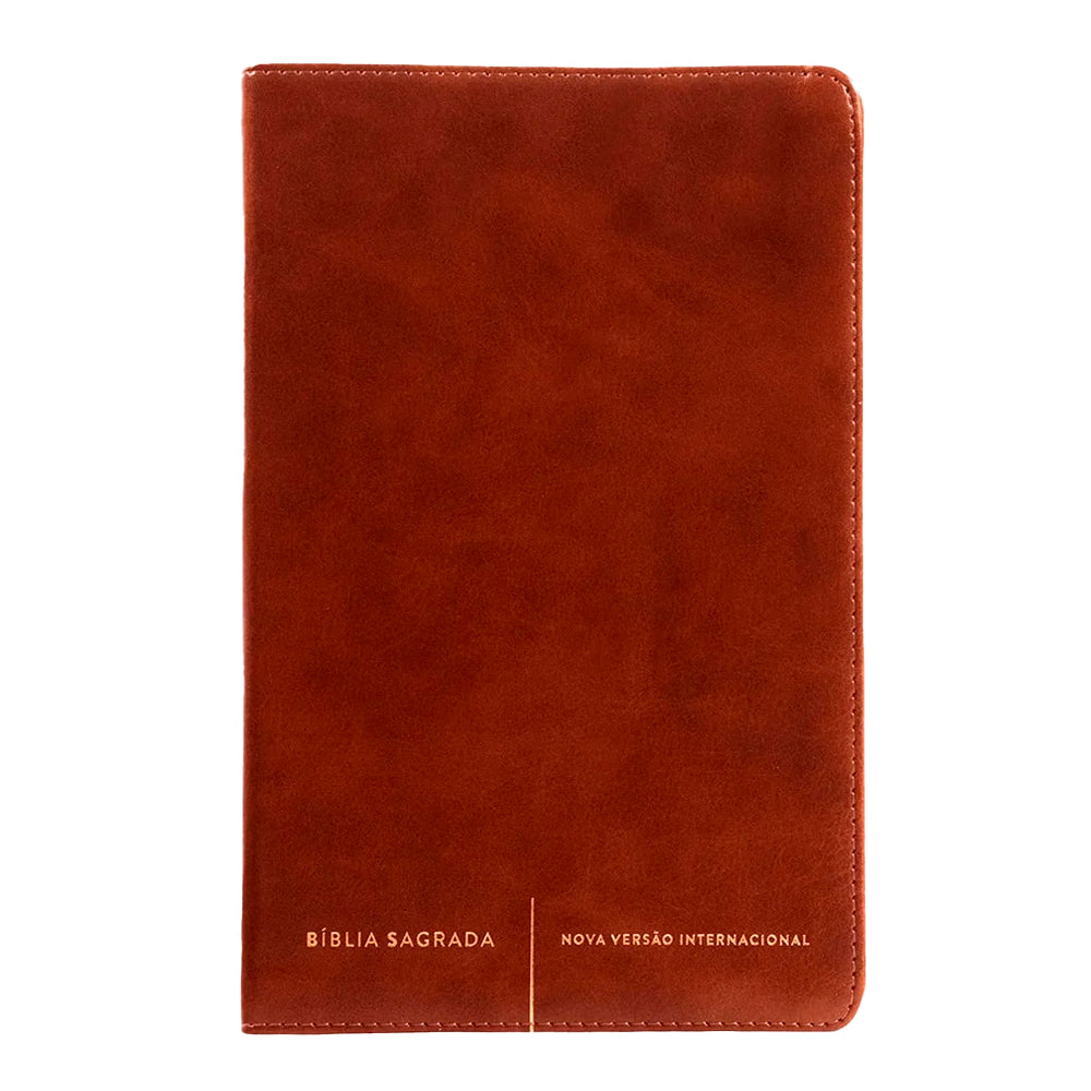 Bíblia Sagrada Slim | NVI | Letra Normal | Capa Luxo Marrom