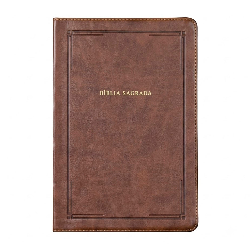 Bíblia Sagrada Slim | NVI | Letra Grande | Couro Soft Marrom Barroca