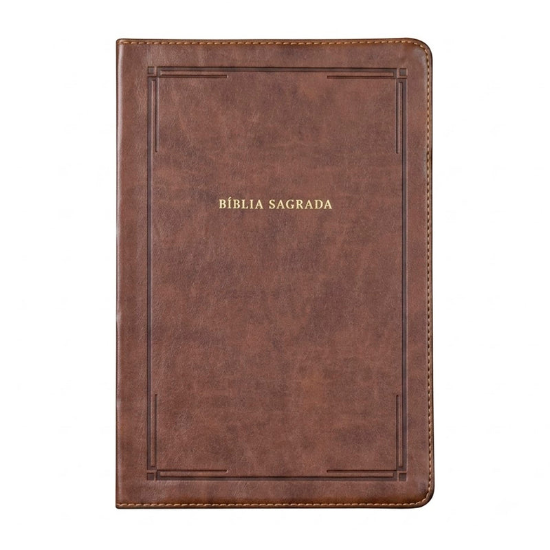 Bíblia Sagrada Slim | NVI | Letra Grande | Couro Soft Marrom Barroca