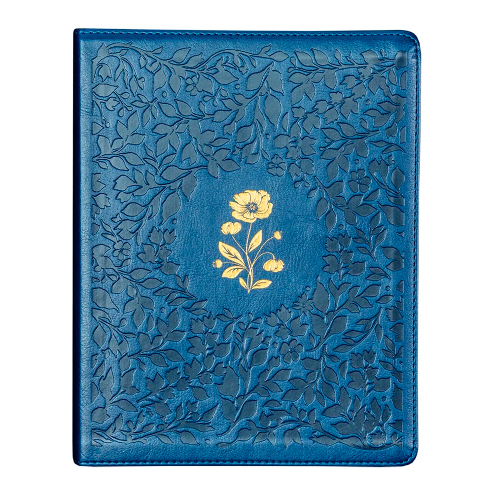 Bíblia Sagrada | ACF | Espaço Para Anotações | Leitura Perfeita | Couro-Soft Azul Com Flores Em Baix