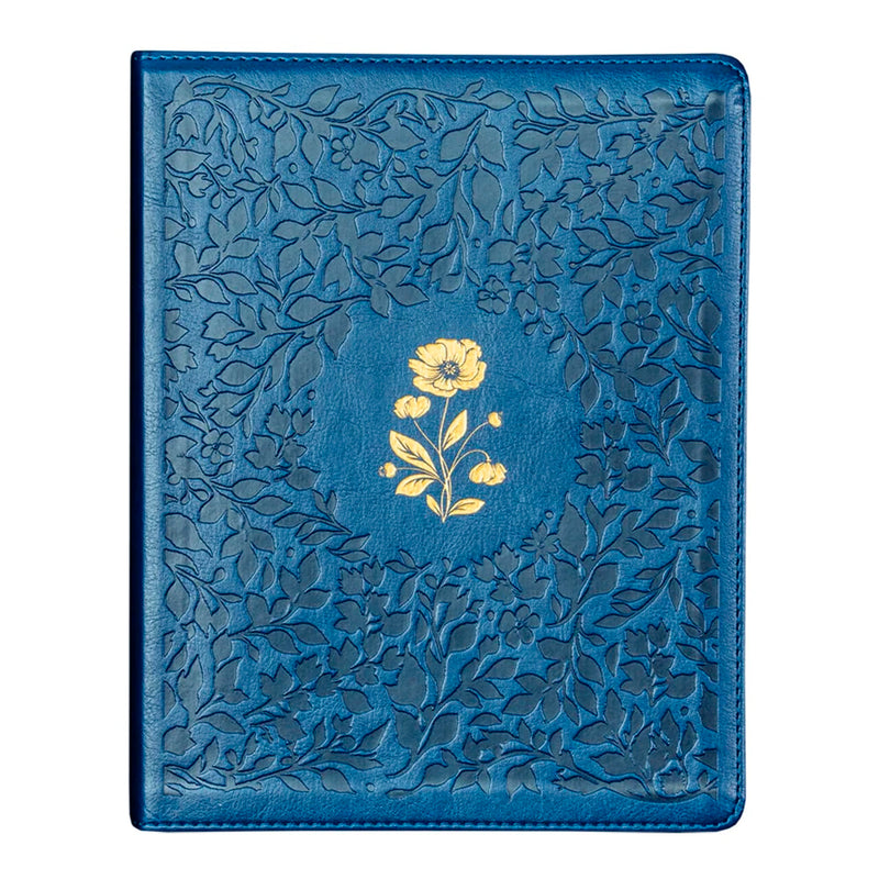 Bíblia Sagrada | ACF | Espaço Para Anotações | Leitura Perfeita | Couro-Soft Azul Com Flores Em Baix