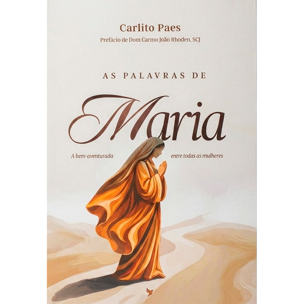 Livro As Palavras de Maria de Carlito Paes, capa branca com ilustração de Maria em tons terrosos. — Plenitude