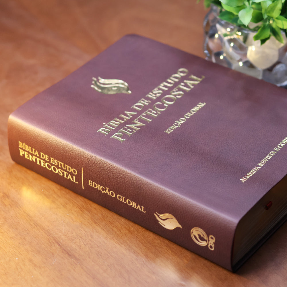 Bíblia de Estudo Pentecostal | Edição Global | ARC | Letra Grande | Capa Luxo Vinho