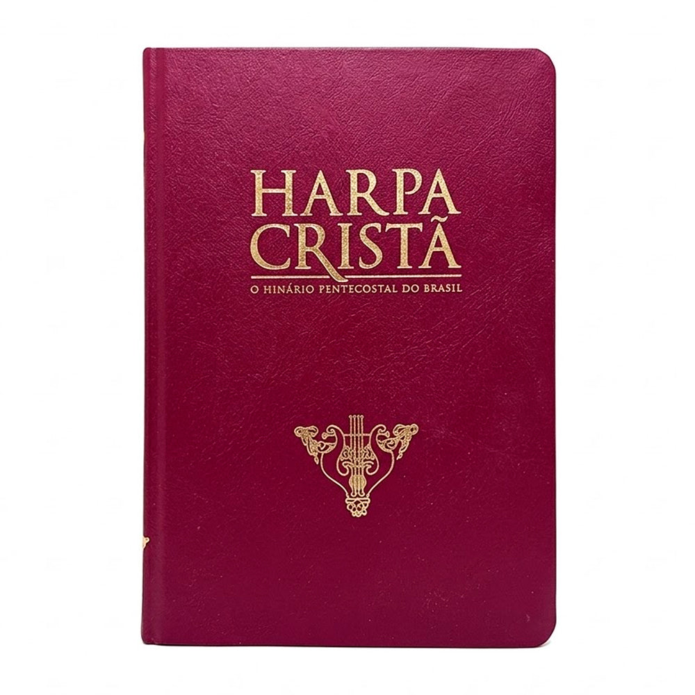 Harpa Cristã Grande Semi Luxo Vinho, capa dura vinho com detalhes dourados. — Plenitude