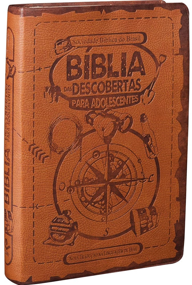 Bíblia das Descobertas para Adolescentes | Letra Normal | NTLH | Capa Couro Marrom Claro Ilustrada