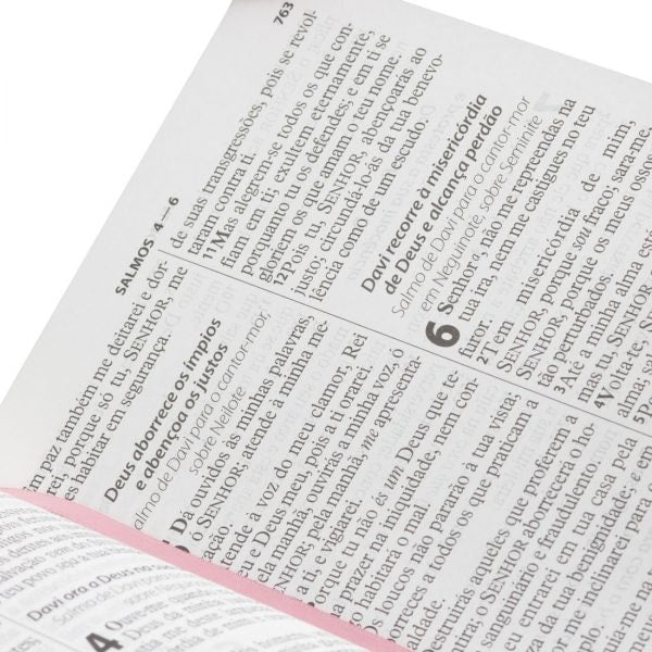 Bíblia Sagrada Letra Gigante com Zíper e Índice - Couro Sintético Rosa