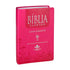 Bíblia Sagrada NTLH Letra Gigante capa pink, com índice e detalhes de flores. — Plenitude
