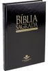Bíblia Sagrada NTLH, capa preta brilhante, com detalhes dourados e logo da Sociedade Bíblica do Brasil. — Plenitude