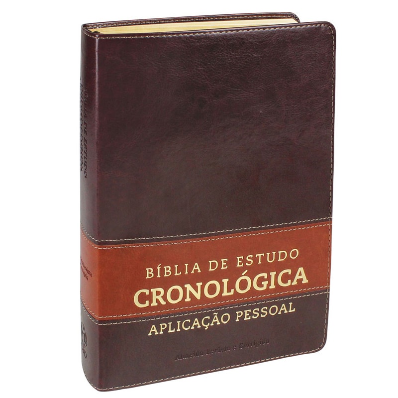 Bíblia de Estudo em Ordem Cronológica Aplicação Pessoal | ARC | Letra Normal | Capa Marrom Claro/Escuro