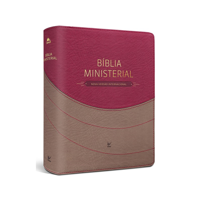 Bíblia Ministerial | NVI Letra Normal | Marrom Claro e Vermelho