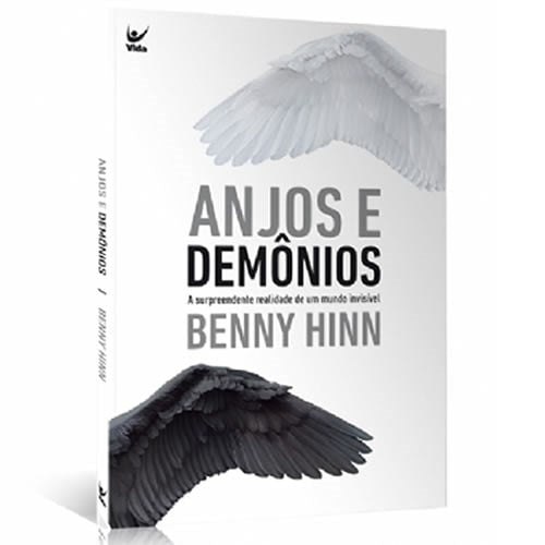 Livro Anjos e Demônios, capa branca com asas pretas e brancas. — Plenitude