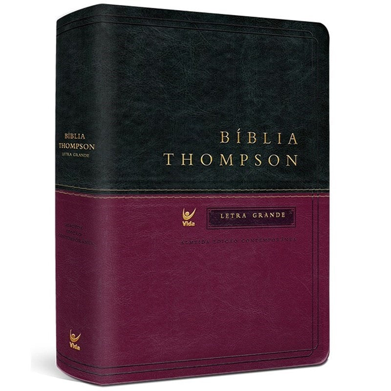 Bíblia de Estudo Thompson AEC Letra Grande, capa verde e vinho, sem índice. — Plenitude
