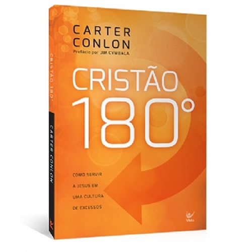 Livro "O Cristão 180" com capa laranja e seta curva. — Plenitude