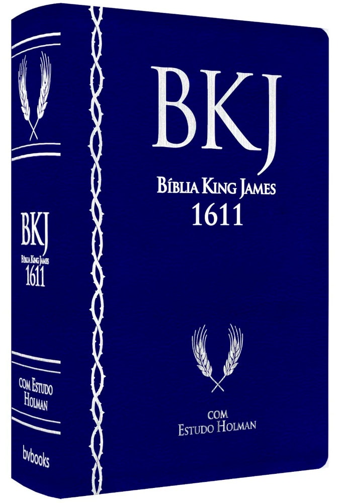 Bíblia Sagrada King James Fiel com Estudo Holman | Letra Normal | Capa Luxo Azul