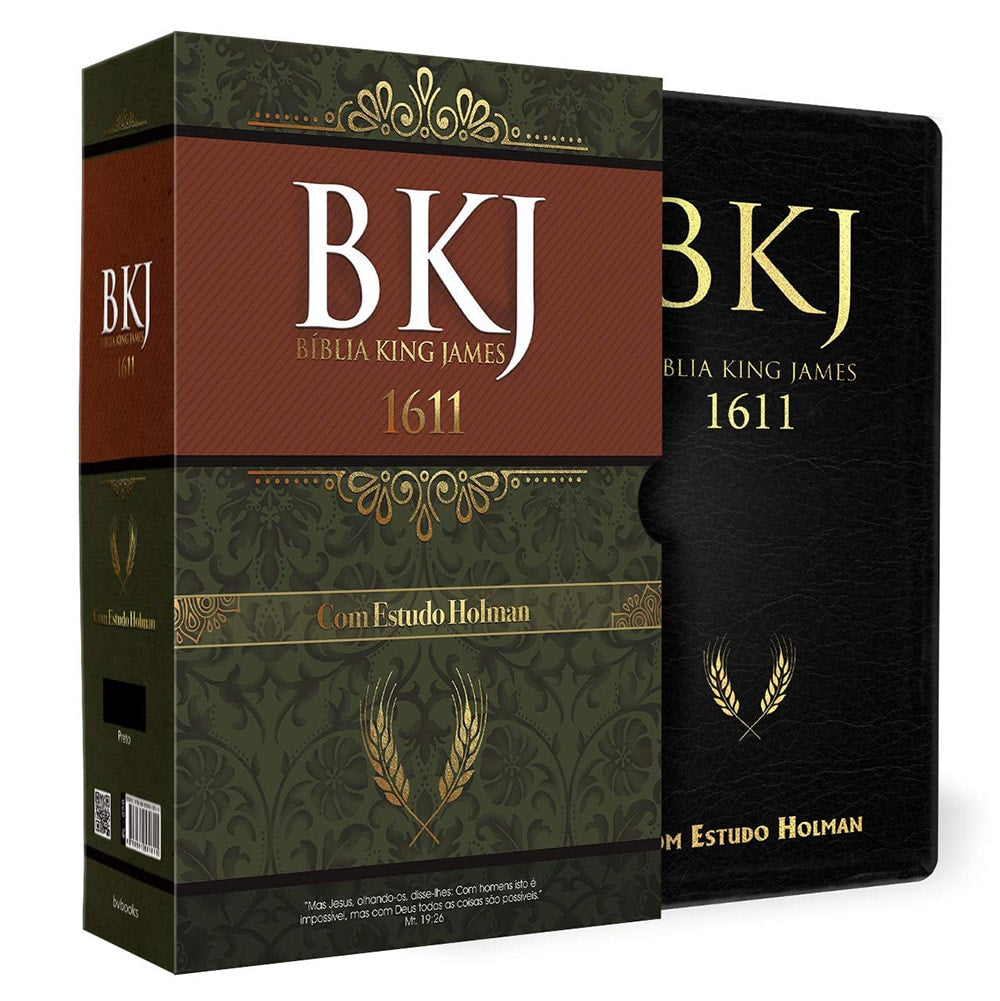 Bíblia King James 1611 Com Estudo Holman BKJ Preta e Marrom