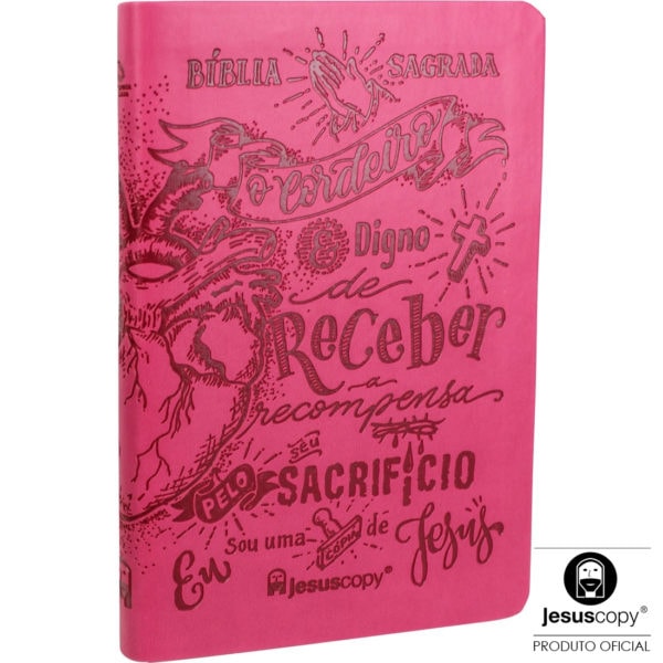 Bíblia Lettering Jesus Copy | NAA | Capa Flexível | Luxo Rosa