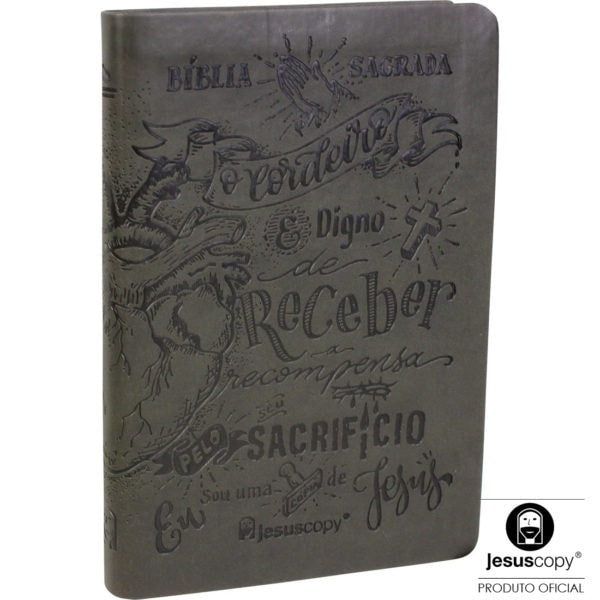 Bíblia Lettering Jesus Copy | NAA | Capa Flexível | Luxo Chumbo