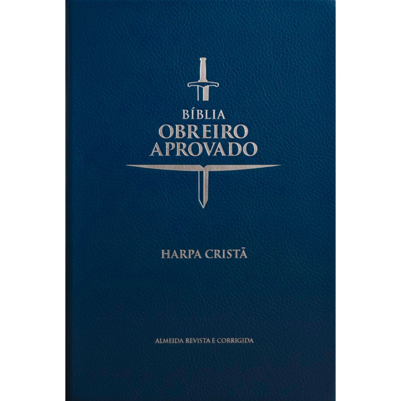 Bíblia do Obreiro Aprovado Média | ARC | Harpa Cristã | Capa Luxo Azul