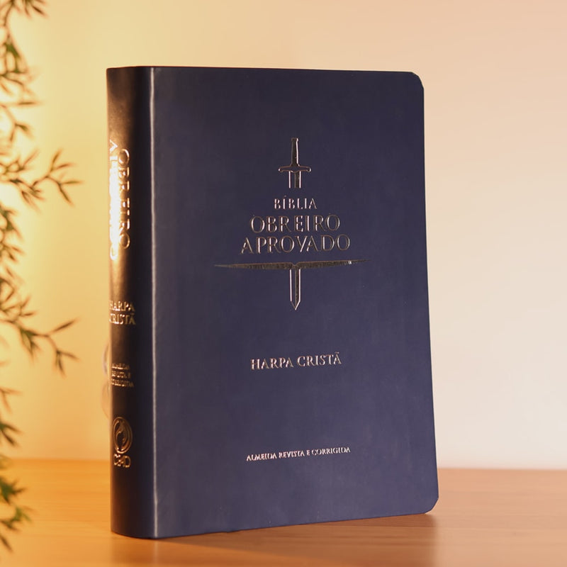 Bíblia do Obreiro Aprovado Média | ARC | Harpa Cristã | Capa Luxo Azul
