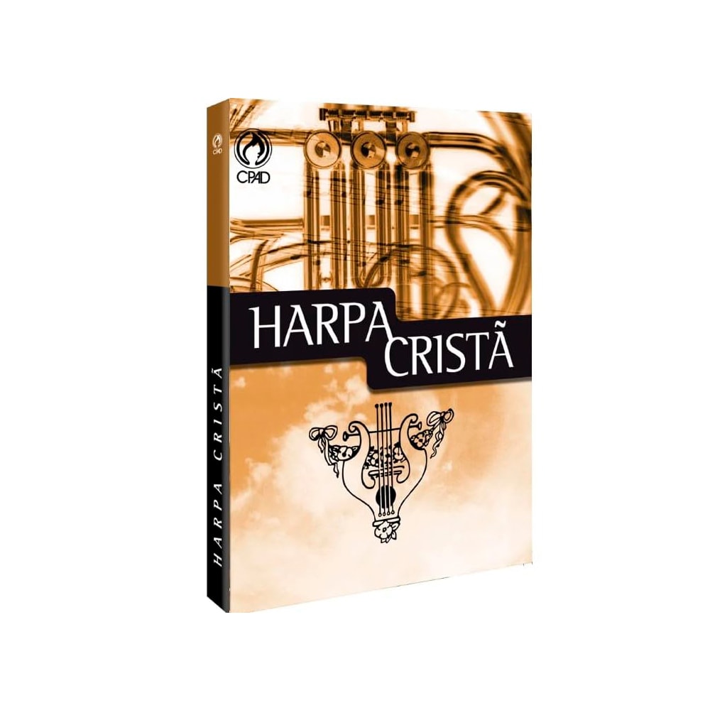 Livro Harpa Cristã, edição Grande Letra Normal, capa com trompa dourada. — Plenitude