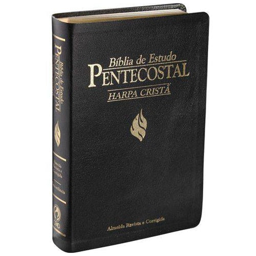 Bíblia de Estudo Pentecostal Média c/ Harpa Cristã | Letra Normal | ARC | Luxo Preta