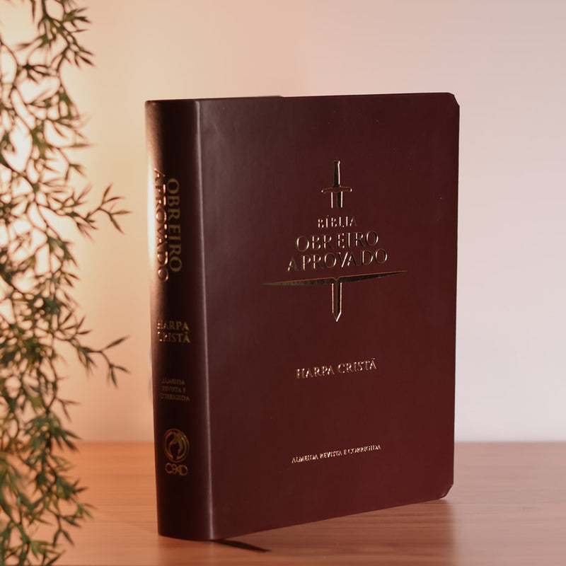 Bíblia do Obreiro Aprovado Média | ARC | Harpa Cristã | Capa Luxo Marrom