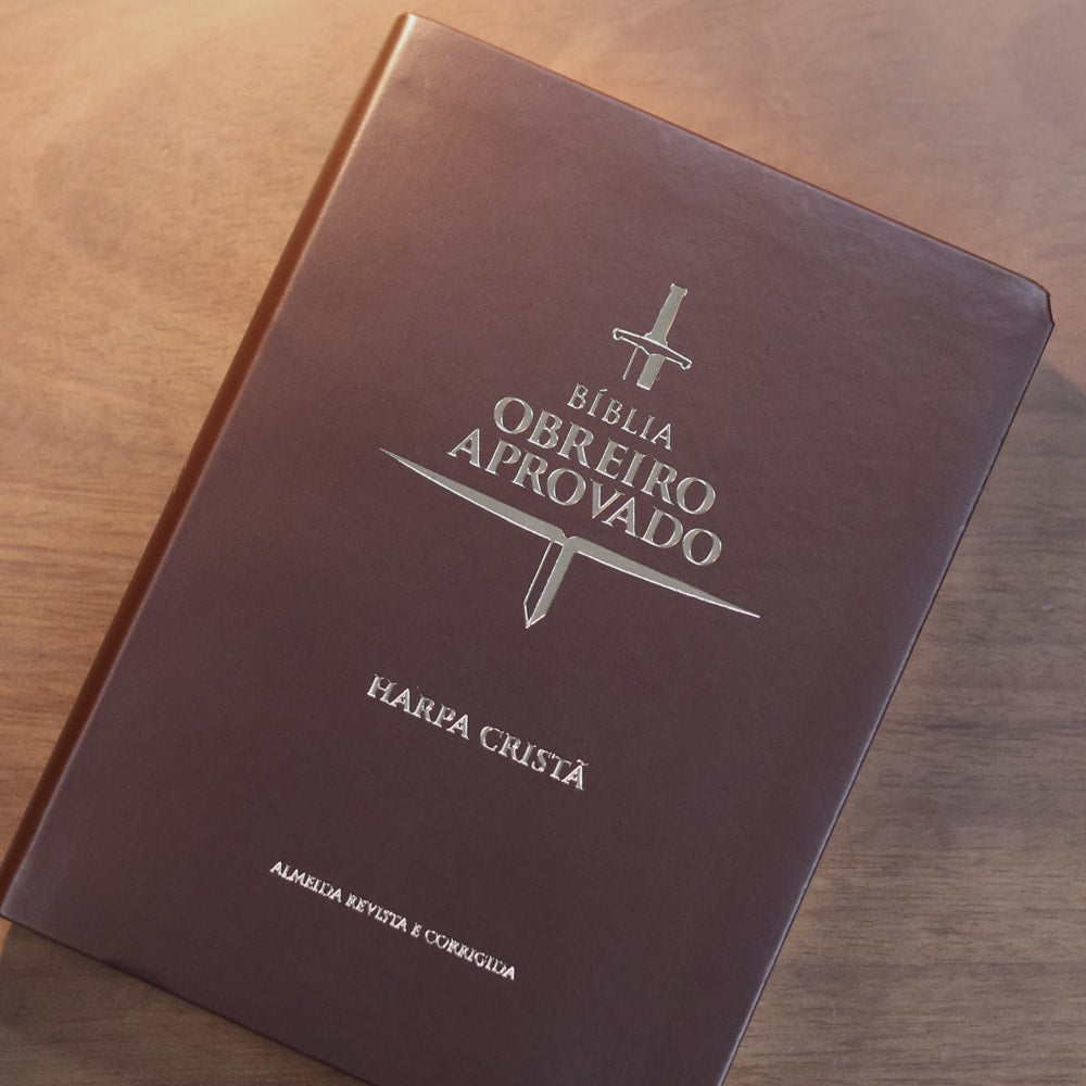 Bíblia do Obreiro Aprovado Média | ARC | Harpa Cristã | Capa Luxo Marrom