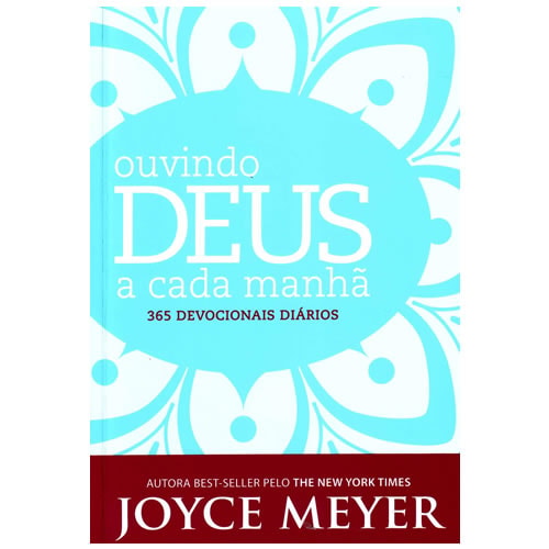 Livro 'Ouvindo Deus a Cada Manhã' de Joyce Meyer, capa azul clara com detalhes florais brancos. — Plenitude