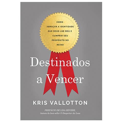 Livro Destinados a Vencer, capa cinza com medalha dourada e fita vermelha. — Plenitude
