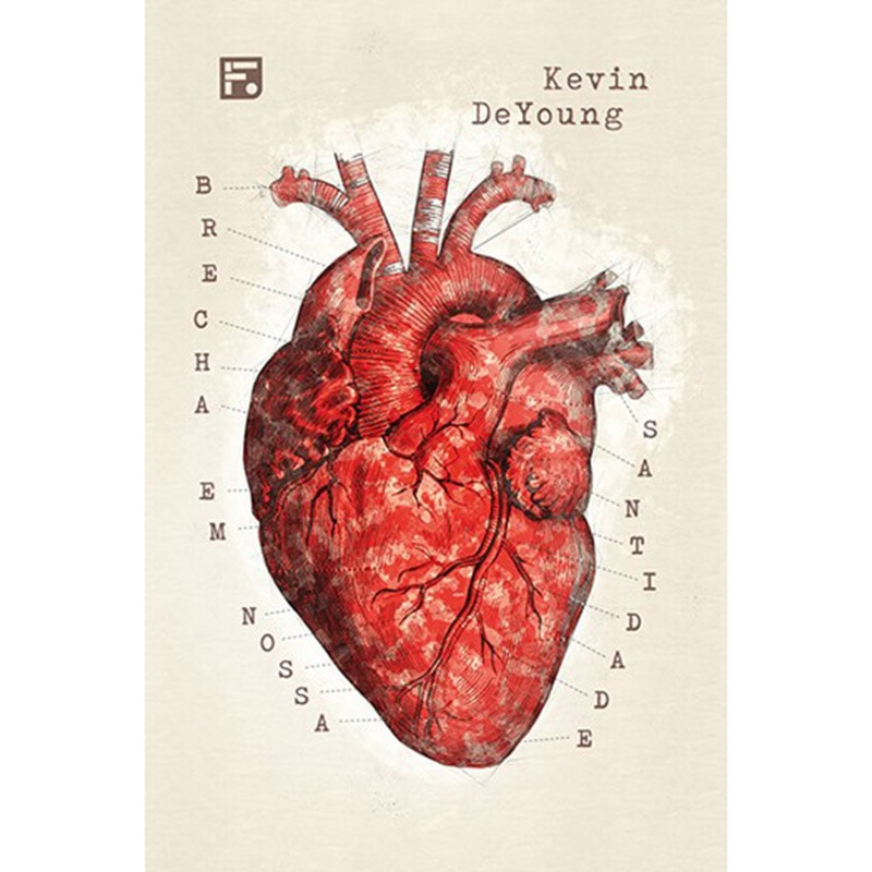 Livro "Brecha em Nossa Santidade" com capa bege e ilustração de um coração humano vermelho. — Plenitude