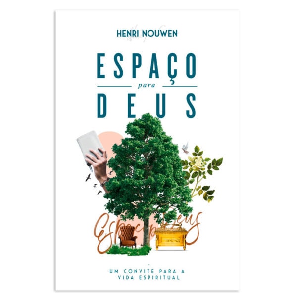 Livro: Espaço para Deus | Henri Nouwen. Capa branca com árvore e elementos religiosos. — Plenitude