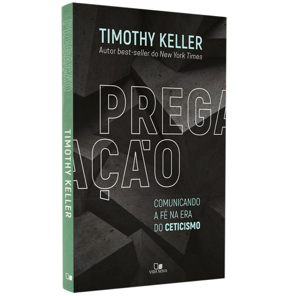 Livro Pregação de Timothy Keller, capa preta com título em branco e verde. — Plenitude