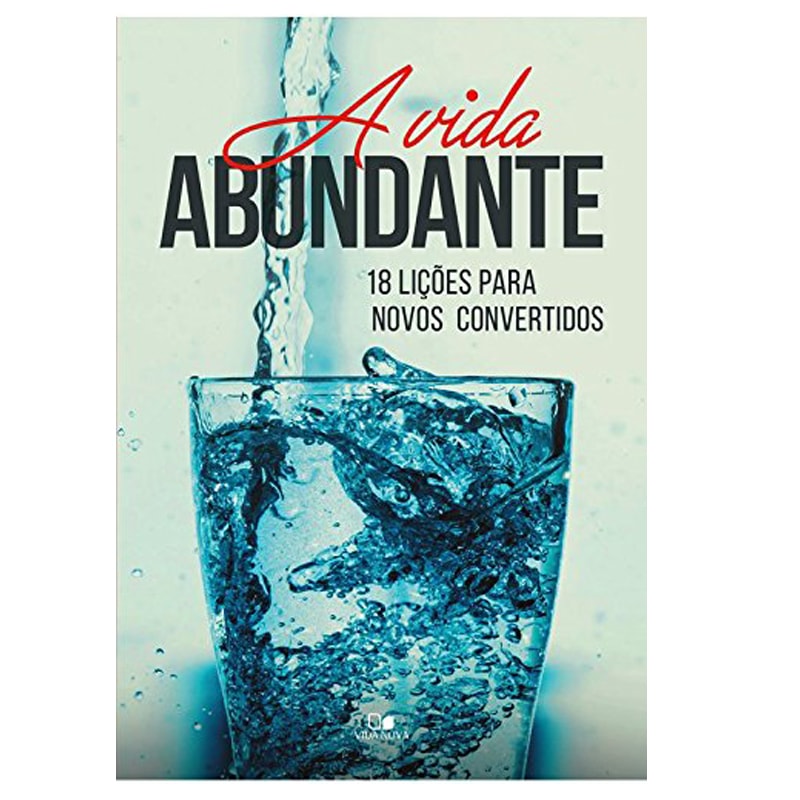 Livro: A Vida Abundante, capa com copo d'água e título em vermelho. — Plenitude